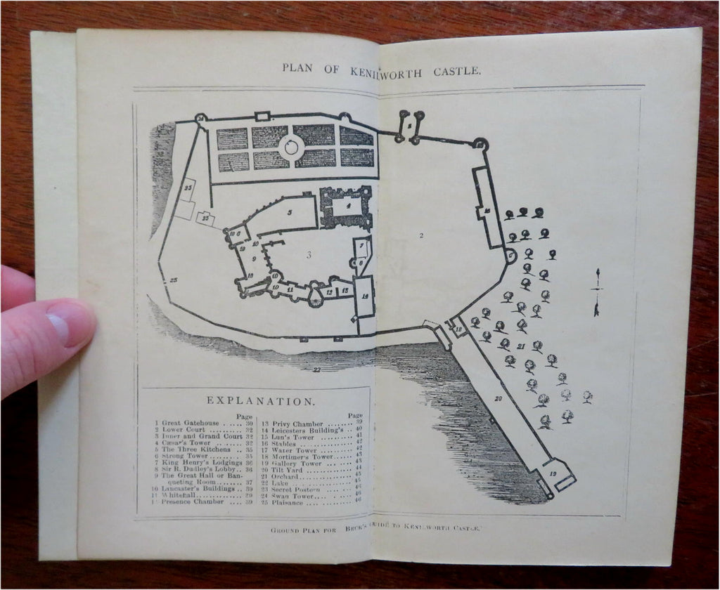 Kenilworth Castle Warwick England c. 1850's Beck's tourist guide w/ castle map