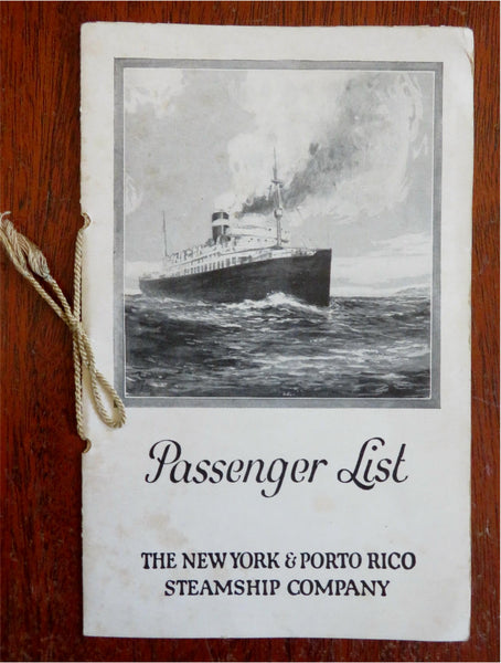 S.S. San Juan New York & Puerto Rico Steamship Co. 1924 souvenir passenger list
