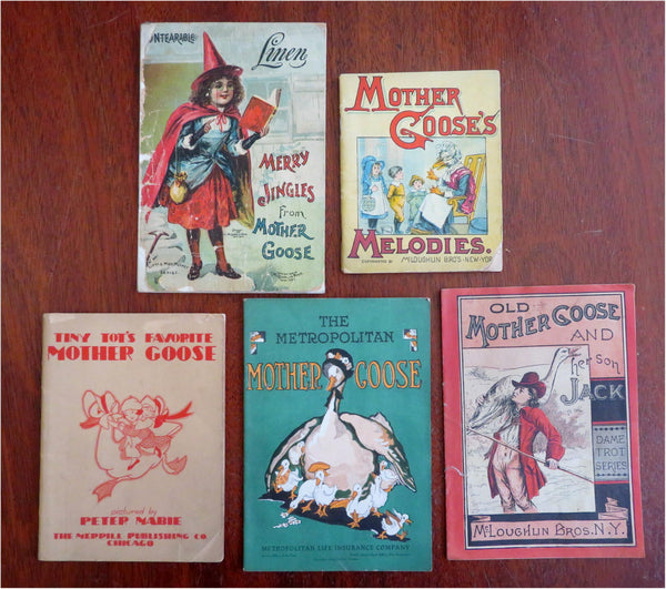 Mother Goose Children's Nursery Rhymes c. 1900-40 antique juvenile books Lot x 5