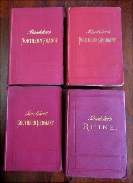 France & Germany Rhine Europe Lot x 4 Baedeker Guides 1892-1910 books 100+ maps