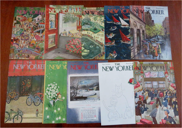 New Yorker Covers 1940-50's Lot x 10 pictorial prints Zoo Park Fishing Sailing