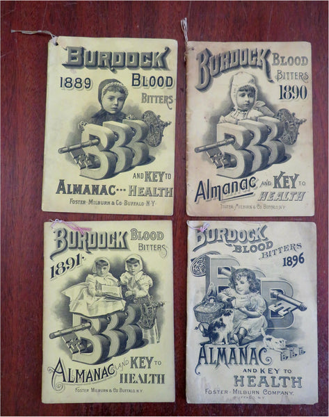 Burdock Blood Bitters Promo Almanac Calendar Health 1889-96 Lot x 4 Booklets