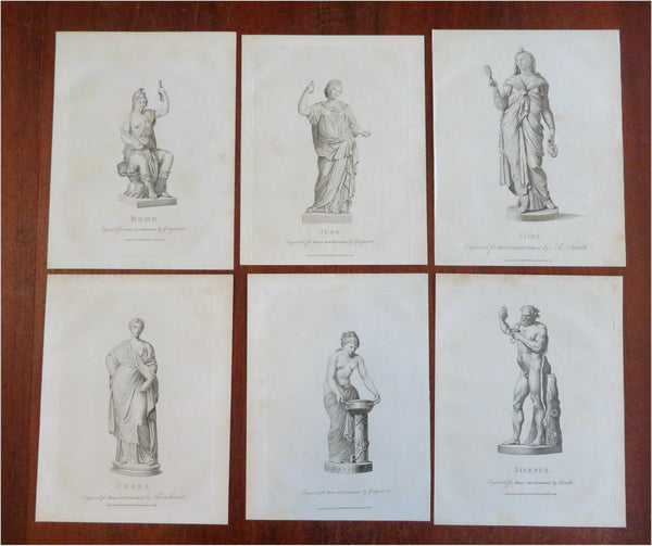 Ancient Gods Rome Ceres Juno Silenus c. 1789 Lot x 6 scarce engraved prints