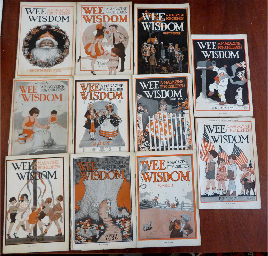 Wee Wisdom Children's Magazine 1925-26 Lot x 11 Illustrated Periodical Issues