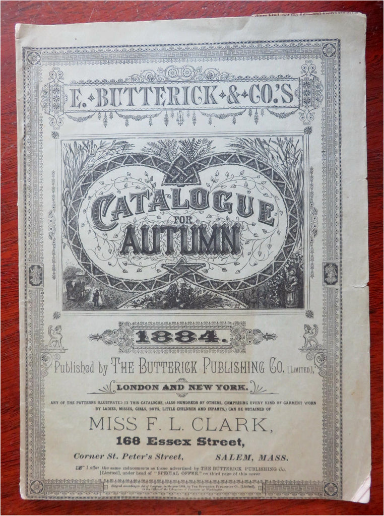 E. Butterick Men's & Women's Fashion Catalog 1884 illustrated periodical