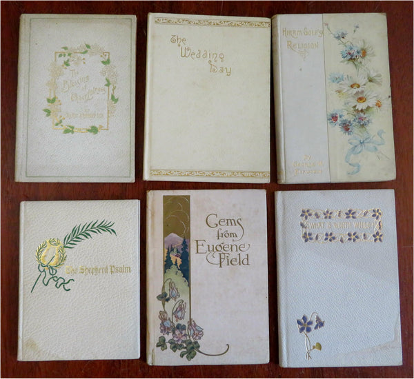 Gift Books Condolences Meditations Poetry c. 1890's illustrated lot x 6