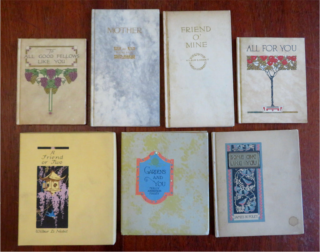 Gift Books x 7 Friendship Gardens Mother's Day 1910's-20's Volland illustrated