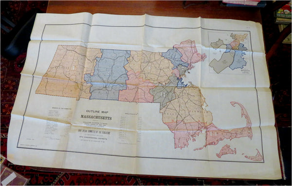 Massachusetts Political Congressional Districts Redistricting 1891 large map