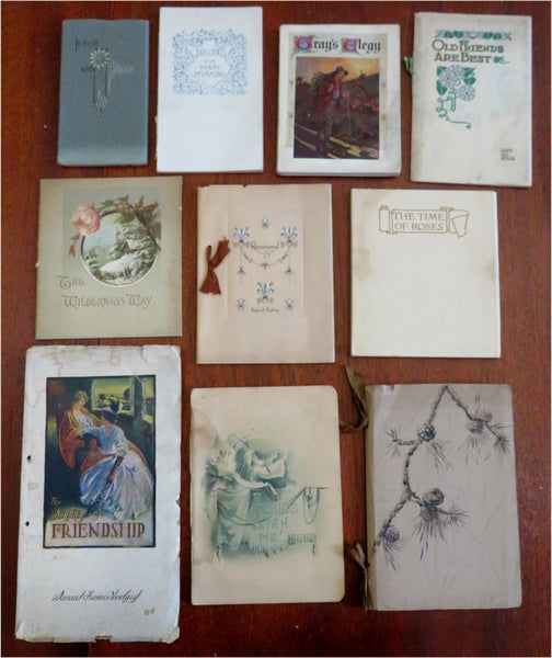 Lot x 10 Souvenir Greeting Books Poetry Children c 1910's pictorial keepsake lot