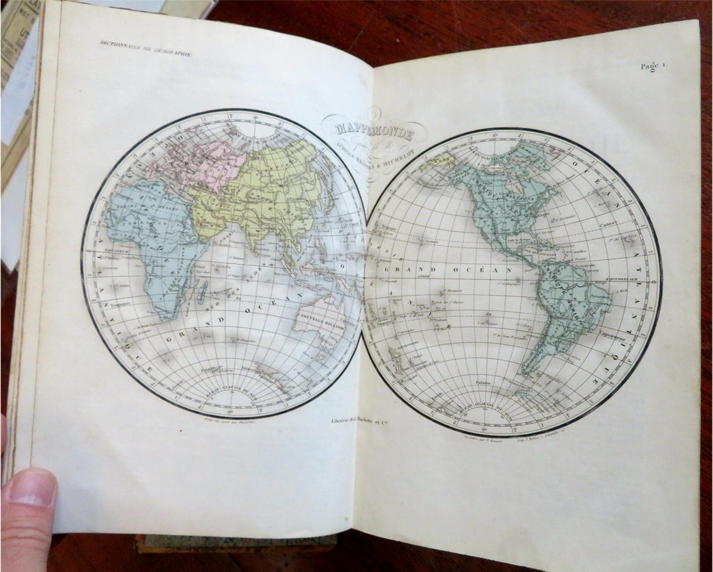 Geographic Dictionary Ancient & Modern 1855 Meissas Michelot book w/ 8 hc maps