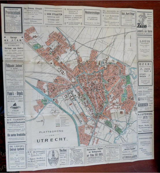 Utrecht Netherlands Tourist City Plan 1926 large folding travel brochure