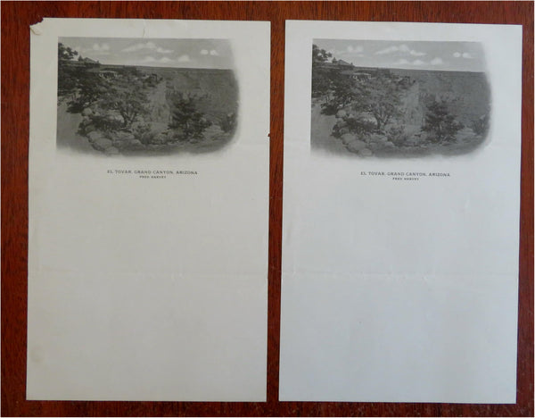 Grand Canyon Arizona El Tovar Lot x 2 Decorative Stationary Sheets c. 1920's