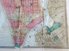 New York City & Vicinity Manhattan Brooklyn 1864 Dripps large city plan