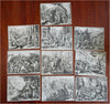 Biblical Scenes of War Combat Siege Fighting Lot x 10 c. 1700's engraved prints