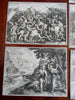 Biblical Scenes of War Combat Siege Fighting Lot x 10 c. 1700's engraved prints