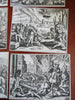 Biblical Scenes of War Combat Siege Fighting Lot x 10 c. 1700's engraved prints