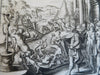 Biblical Scenes of War Combat Siege Fighting Lot x 10 c. 1700's engraved prints