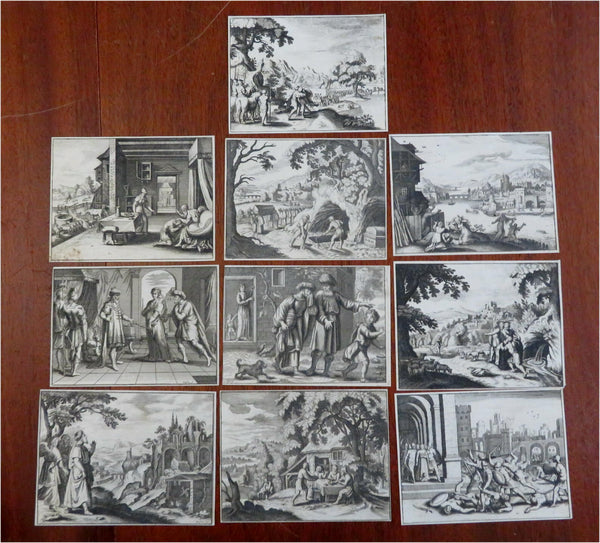 Biblical Scenes Royalty City Views Combat c. 1700's Lot x 10 engraved prints