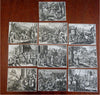 Biblical Scenes of War Combat Siege Army Camp c. 1700's engraved prints Lot x 10