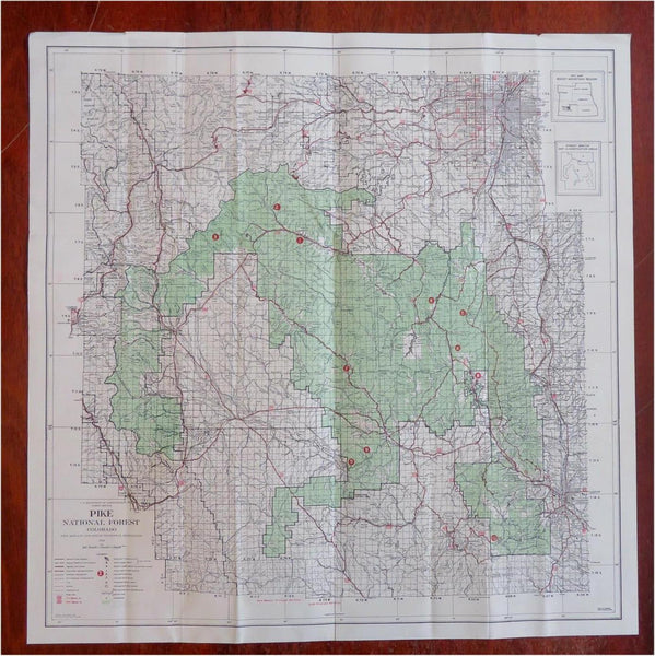 Pike National Forest Colorado & New Mexico Manitou Springs 1953 tourist park map