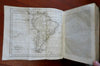 Universal Geographical Dictionary 1834 Vosgien leather book w/ 8 maps gold coins