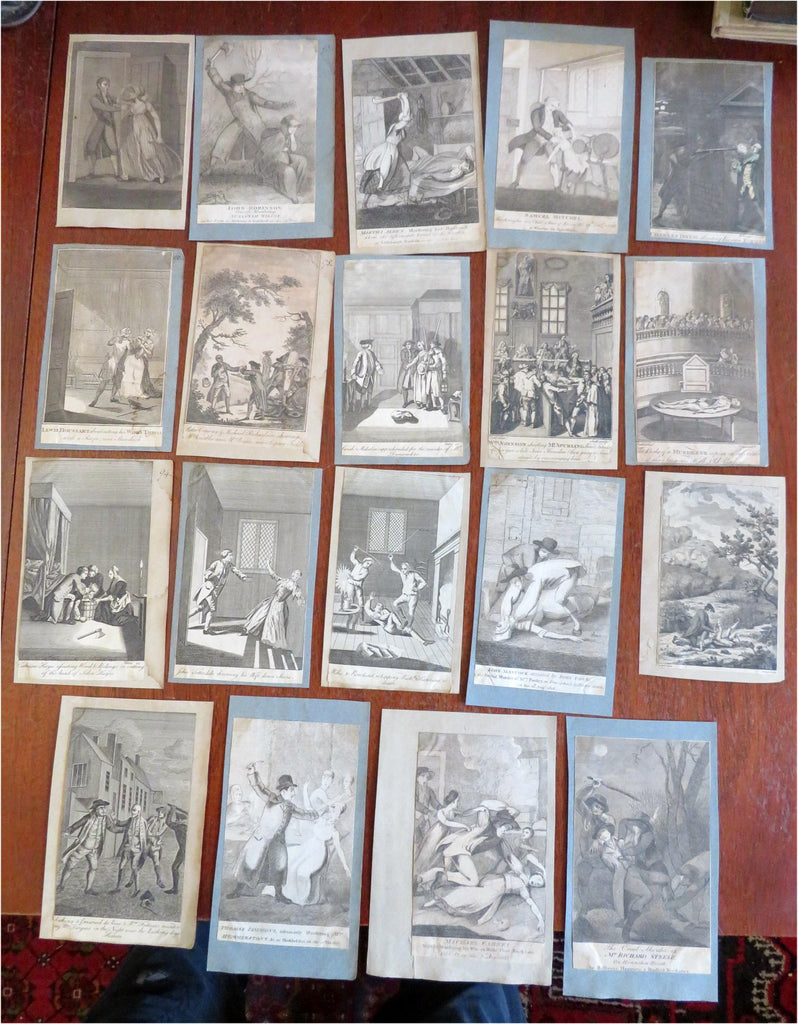 Crime engravings Murder c. 1760-90 lot x 19 rare engraved prints