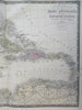 Caribbean Sea Cuba Jamaica Bahamas 1875 Brue large detailed map hand color