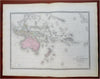 Australia Oceania New Zealand Indonesia 1875 Brue large detailed map hand color