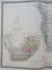 South Africa Orange Cape Colony 1875 variant Brue large detailed map hand color