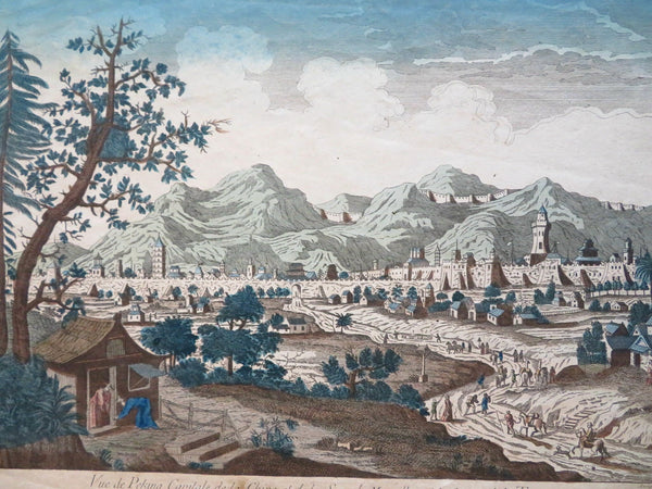 Peking China Qing Empire Capital Beijing c. 1760 Vue d'Optique hand color print
