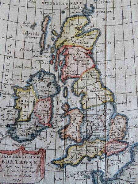 British Isles Ireland United Kingdom England Wales Scotland 1744 charming map