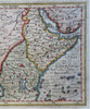 Abyssinian Empire East & Central Africa Red Sea c.1630s Hondius hand color map