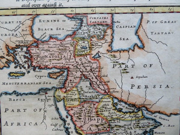Eastern Ottoman Empire Happy Arabia Natolia Holy Land c. 1705 Moll engraved map