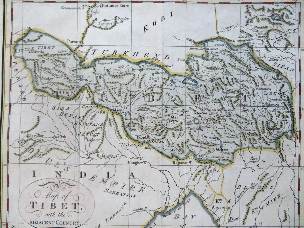 Tibet Lhasa Shoke Eskerdu Tchiron Poridson Himalayas 1790 Neele engraved map