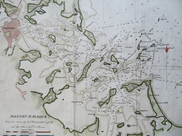 Boston Harbor Massachusetts Coastal Survey Depth Soundings 1833 Blunt Hooker map