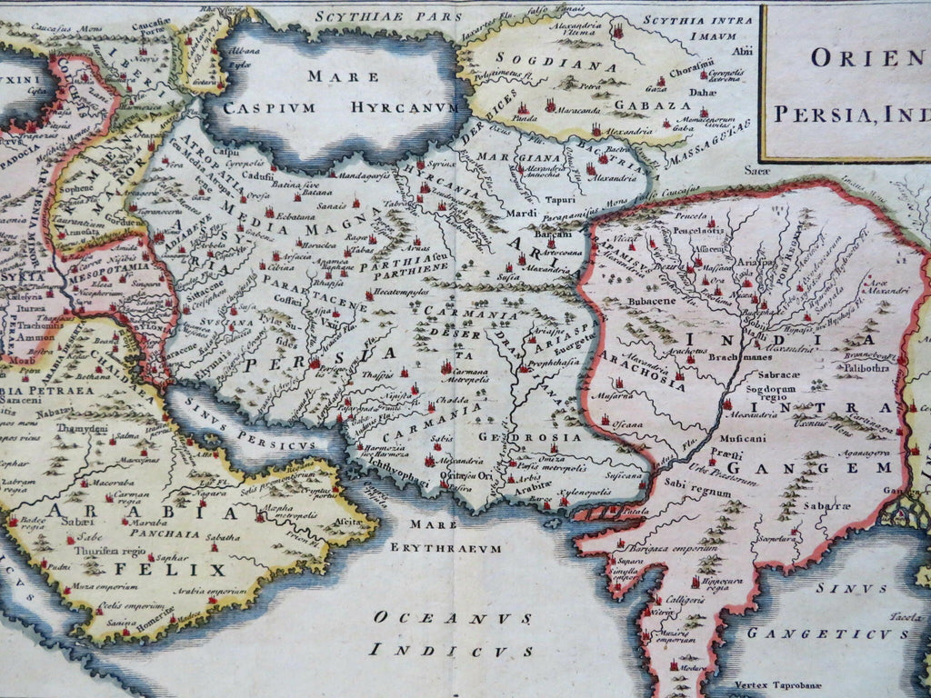 Middle East Arabia Holy Land Persia India Sogdiana 1768 Toms hand colored map