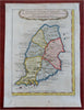 Grenada Caribbean Island St. George Grenville Sauters 1759 hand color map