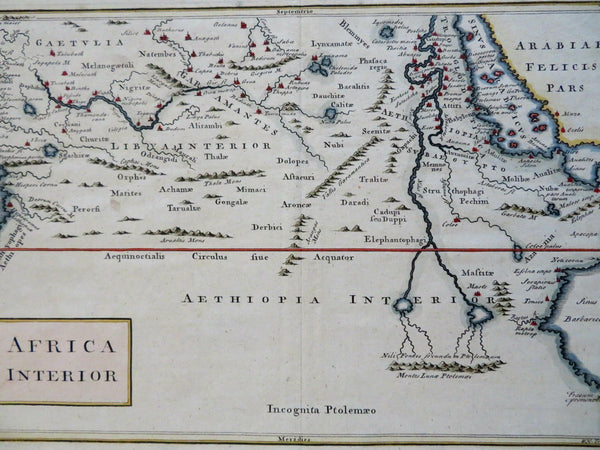 Africa Interior Nile River Mountains of the Moon prominent 1768 Toms color map
