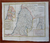 Holy Land Israel Palestine Jerusalem Dead Sea Travel Distance 1797 engraved map