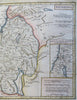 Holy Land Israel Palestine Jerusalem Dead Sea Travel Distance 1797 engraved map