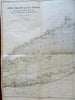 Long Island Sound New York c. 1910 large detailed hand color coastal survey map
