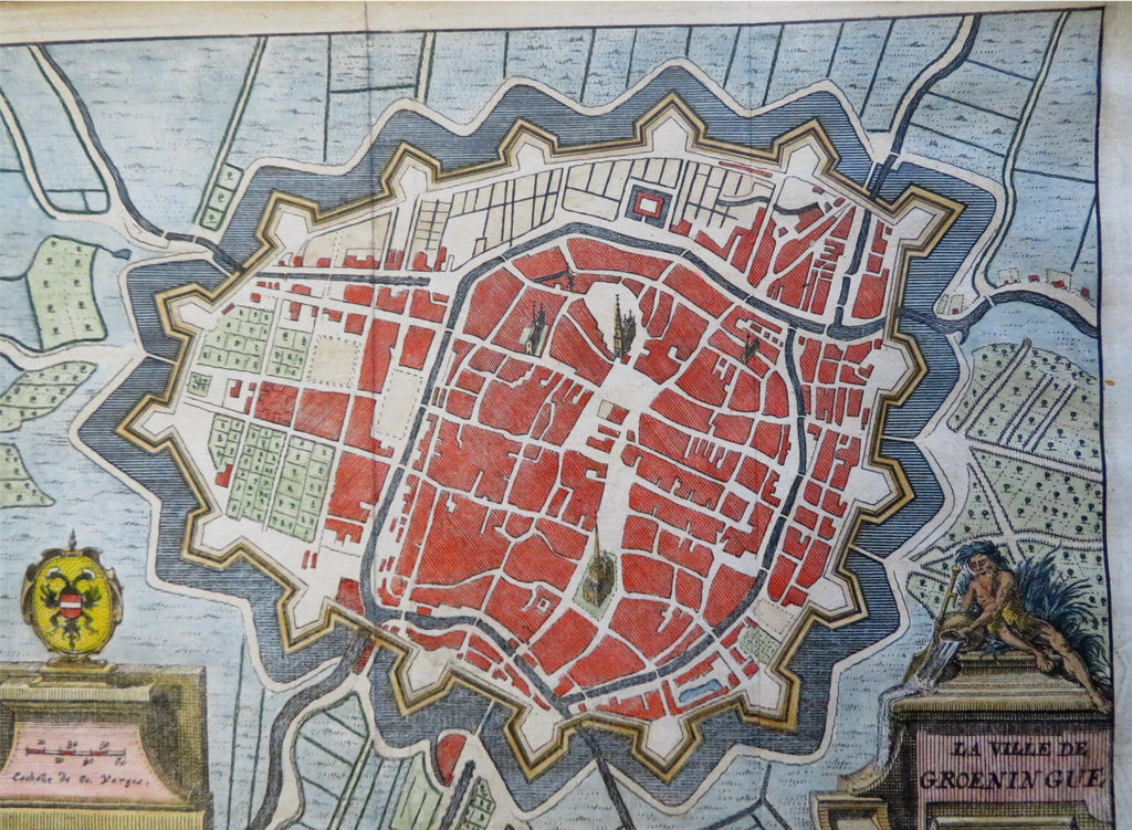 Groningen Netherlands City Plan Military Fortifications 1720 Harrewyn Dutch map