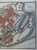 Copenhagen Denmark Detailed City Plan Fortifications 1790 Neele hand color map