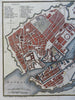 Copenhagen Denmark Detailed City Plan Fortifications 1790 Neele hand color map