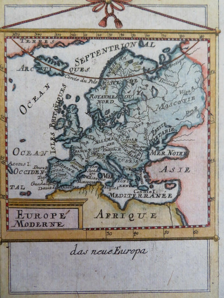 Europe Holy Roman Empire Ottoman Empire 1719 Mallet hand color charming map
