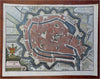 Middelburg Zeeland Netherlands City Plan Fortifications Moat 1720 detailed print