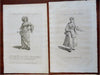 Women's Fashion Prints Greece Bulgaria Anatolia 1759 Lot x 4 costume prints