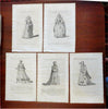 European Noblewomen England Bavaria Cologne 1759 Lot x 5 women's fashion prints