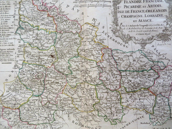 Northern France Flanders Picardy Orelans Isle de France 1750 Vaugondy map