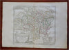 Berry Nevers Burgundy Lyon Bournon Franche-Comte France c. 1750 Vaugondy map